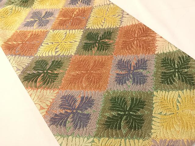 平和屋着物●織匠十一代目 篠屋宗兵衛謹製 綴れ唐織 六通柄袋帯 草木菱文 正絹 逸品 未使用 CABJ0574vp