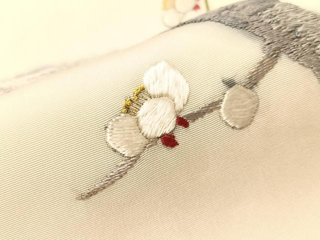 平和屋着物●中国三大刺繍 相良刺繍 総刺繍 塩瀬 九寸名古屋帯 作家物 枝梅文 金銀糸 正絹 逸品 CABJ0577vp