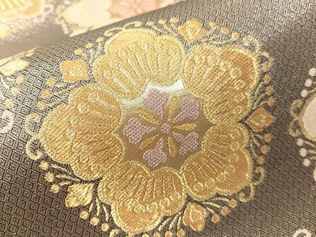 平和屋着物●西陣 野々村織物謹製 佐賀錦 六通柄袋帯 舞花文 金銀糸 正絹 逸品 CABJ0591vp