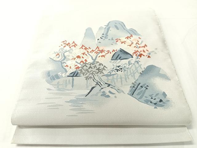 平和屋着物●爪掻き本綴れ 八寸名古屋帯 風景文 正絹 逸品 CABJ0598vp