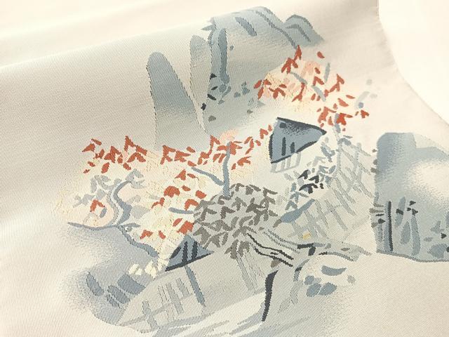 平和屋着物●爪掻き本綴れ 八寸名古屋帯 風景文 正絹 逸品 CABJ0598vp
