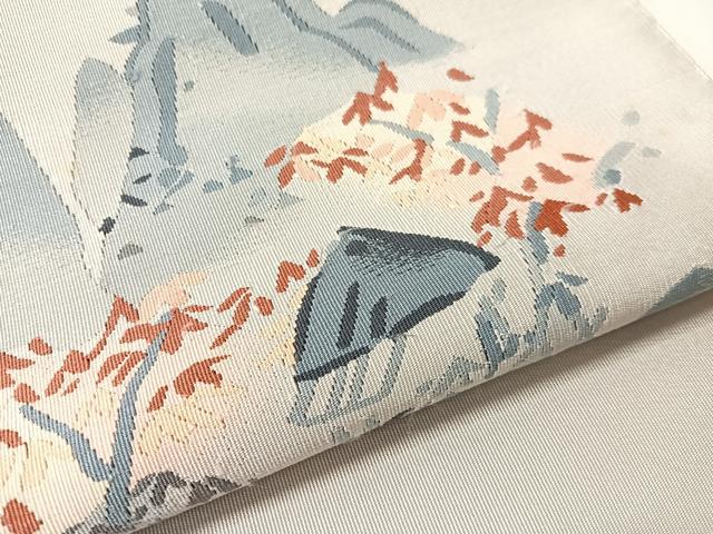 平和屋着物●爪掻き本綴れ 八寸名古屋帯 風景文 正絹 逸品 CABJ0598vp