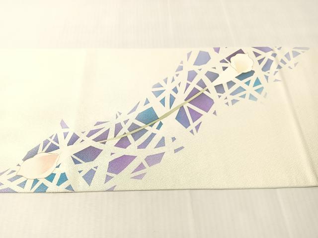 平和屋着物●IKKI流 斉藤一騎 京都の名門ブランド 銀花仙 太鼓柄袋帯 カラー 銀通し地 正絹 逸品 CABJ0603vp