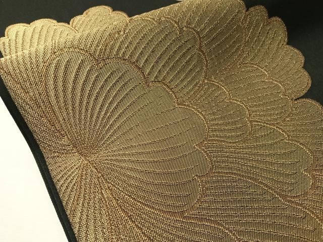 平和屋着物●六通柄 本袋帯 牡丹 黒地 金銀糸 正絹 逸品 CABJ0614vp