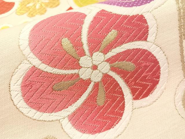 平和屋着物●六通柄袋帯 唐織 源氏香 ねじ花文 金糸 正絹 逸品 CABJ0618vp