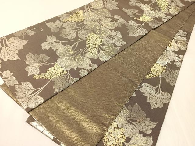 平和屋着物●六通柄袋帯 草花文 金銀糸 正絹 逸品 CABJ0626vp