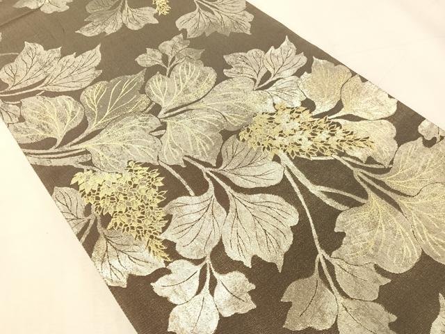 平和屋着物●六通柄袋帯 草花文 金銀糸 正絹 逸品 CABJ0626vp
