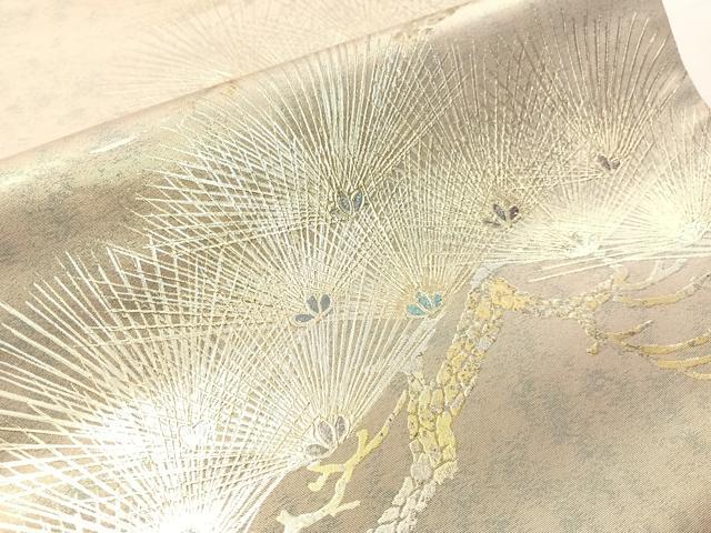 平和屋着物●金彩友禅作家 金彩の魔術師 堀省平 金煌織 太鼓柄袋帯 松 金銀彩 引箔 正絹 逸品 未使用 CABJ0631vp