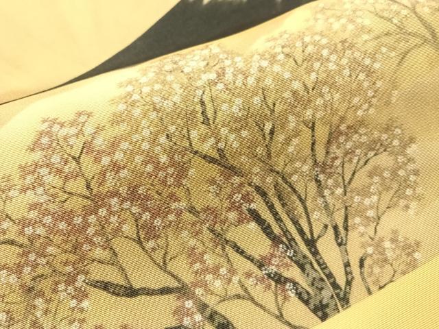 平和屋着物●塩瀬 九寸名古屋帯 富士山 正絹 逸品 CABJ0635vp