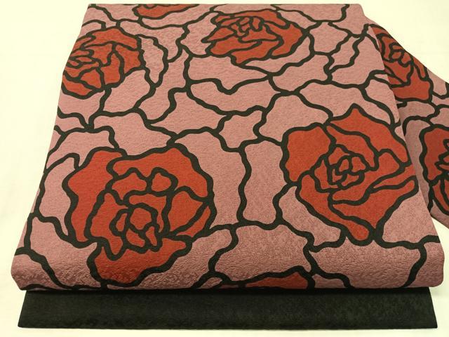 平和屋着物●九寸名古屋帯 牡丹尽くし 黒地 正絹 逸品 CABJ0636vp