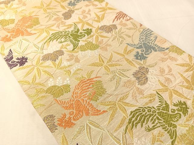 平和屋着物●両面 六通柄袋帯 唐織 鳳凰桐文 金糸 正絹 逸品 未使用 CABJ0638vp