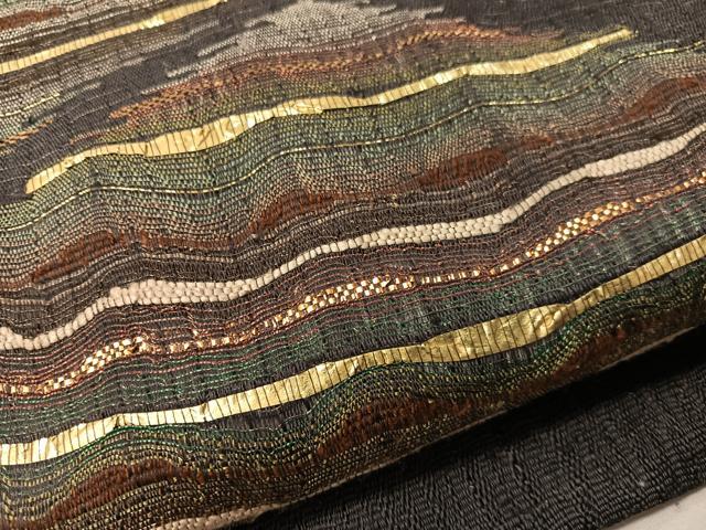 平和屋着物●つけ帯 櫛織 霞亀甲文 金糸 正絹 逸品 CABJ0643vp
