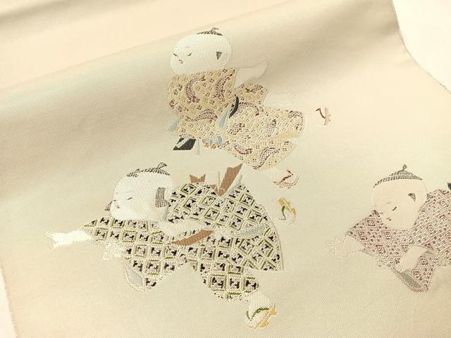 平和屋着物●加賀友禅の巨匠 初代 由水十久 太鼓柄袋帯 挿頭を参らん 正絹 逸品 CABJ0651vp