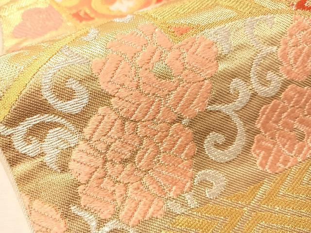 平和屋着物●西陣 川島織物 六通柄 本袋帯 唐織 地紙吉祥花文 金糸 正絹 逸品 CABJ0670vp