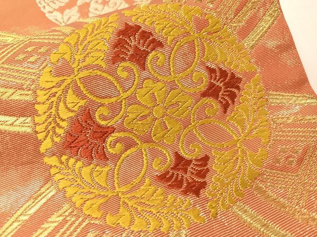 平和屋着物●西陣 川島織物 六通柄 本袋帯 唐織 七宝花文 金糸 正絹 逸品 CABJ0672vp