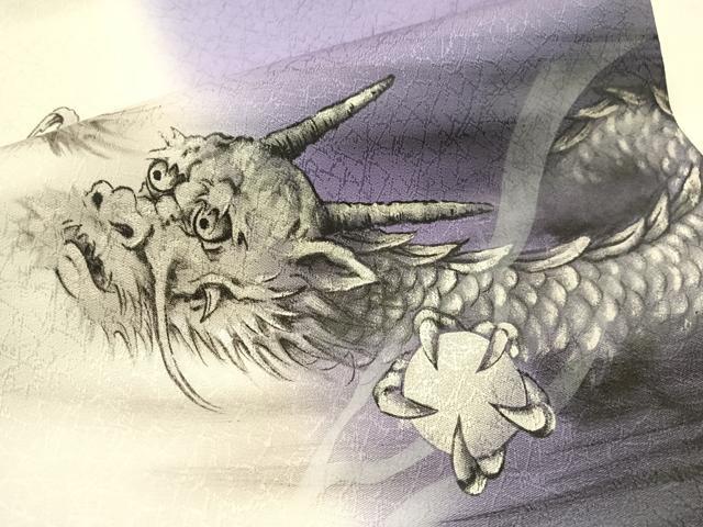 平和屋着物●九寸名古屋帯 手描き 雲龍 銀彩 正絹 逸品 CABJ0681vp