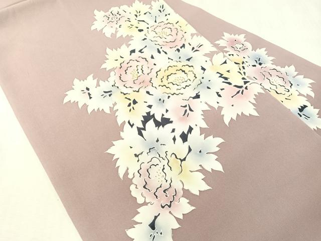 平和屋着物●塩瀬 九寸名古屋帯 ろうけつ染め 草花文 金彩 正絹 逸品 CABJ0683vp