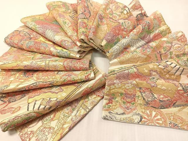 平和屋着物●中国三大刺繍 総相良刺繍 袋帯 花車吉祥花鳥文 金糸 正絹 逸品 CABJ0686vp