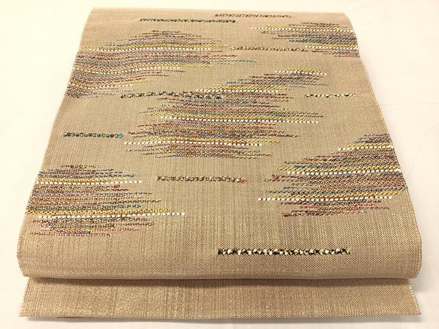 平和屋着物●八寸名古屋帯 霞文 金糸 正絹 逸品 CABJ0712vp