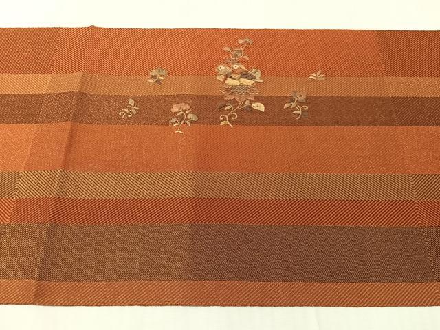 平和屋着物●ひなや工房 くむ・あむ・おる 伊豆蔵明彦 太鼓柄袋帯 総刺繍 鴛鴦花唐草文 金糸 正絹 逸品 CABJ0719vp