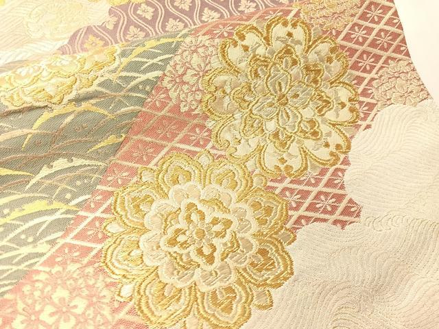 平和屋着物●六通柄袋帯 正倉院吉祥花文 金銀糸 正絹 逸品 未使用 CABJ0729vp