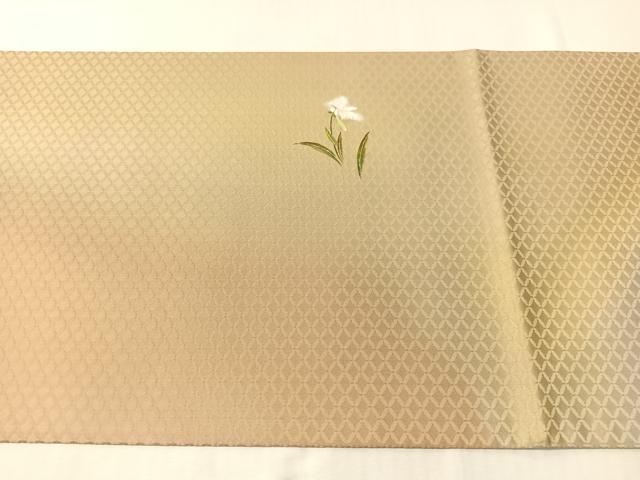 平和屋着物●太鼓柄袋帯 手描き 紙芸 草花文 正絹 逸品 未使用 CABJ0732vp