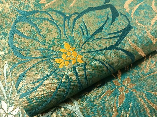 平和屋着物●六通柄袋帯 唐織 舞花文 金糸 引箔 正絹 逸品 CABJ0739vp