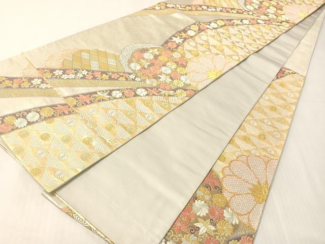 平和屋着物●西陣 都織物謹製 六通柄袋帯 唐織 唐俑箔 吉祥花文 金銀糸 正絹 逸品 CABJ0740vp