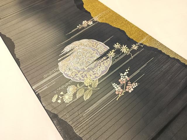 平和屋着物●金彩友禅 卓越技能者・名工・和田光正 太鼓柄袋帯 光正高蒔絵 正絹 逸品 未使用 CABJ0742vp