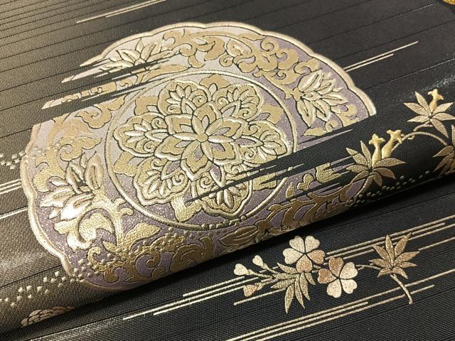 平和屋着物●金彩友禅 卓越技能者・名工・和田光正 太鼓柄袋帯 光正高蒔絵 正絹 逸品 未使用 CABJ0742vp