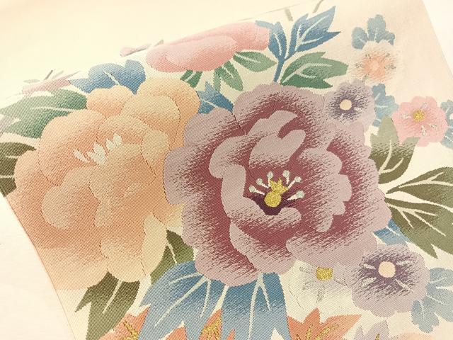 平和屋着物●爪掻き本綴れ 八寸名古屋帯 草花文 金銀糸 正絹 逸品 CABJ0749vp
