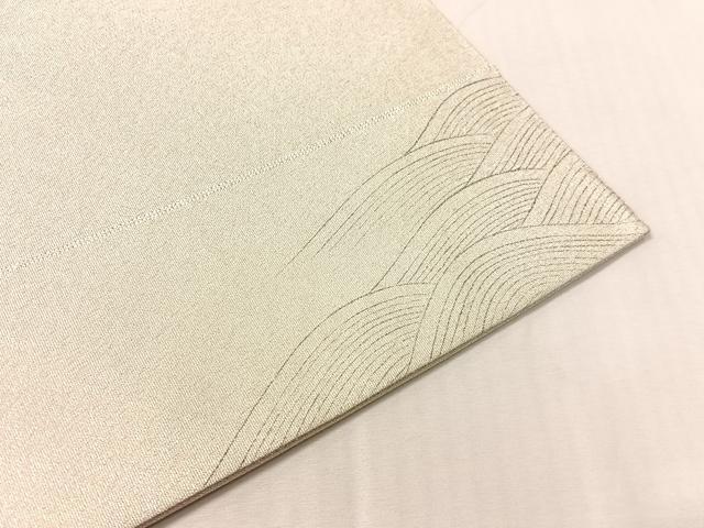 平和屋着物●琳派乃世界 灘昆年 太鼓柄袋帯 手描き 綴れ 立波扇面飛鶴梅文 金銀糸 正絹 逸品 CABJ0754vp