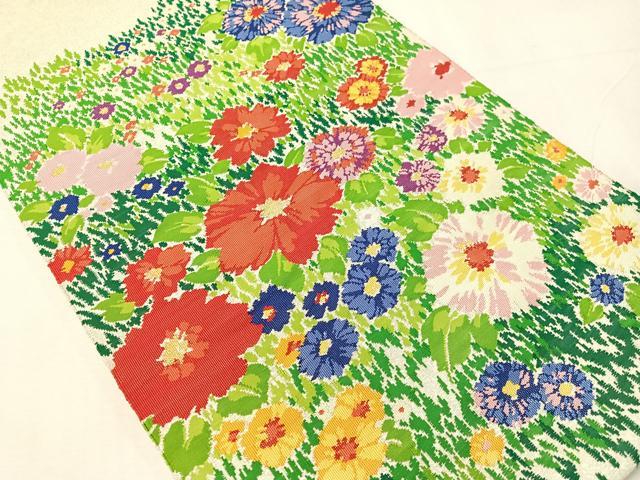 平和屋着物●太鼓柄袋帯 綴れ 草花文 金銀糸 正絹 逸品 CABJ0761vp