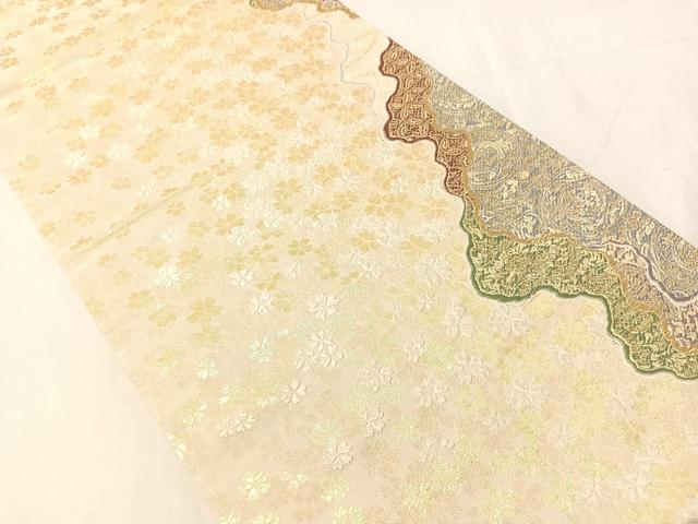平和屋着物●六通柄袋帯 唐織 有栖川綴 道長舞桜 金糸 正絹 逸品 CABJ0767vp