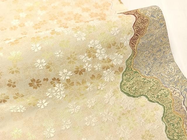 平和屋着物●六通柄袋帯 唐織 有栖川綴 道長舞桜 金糸 正絹 逸品 CABJ0767vp