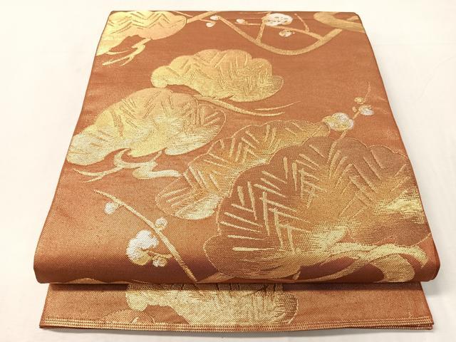 平和屋着物●西陣 川島織物 六通柄 本袋帯 梅松文 金銀糸 正絹 逸品 CABJ0770vp