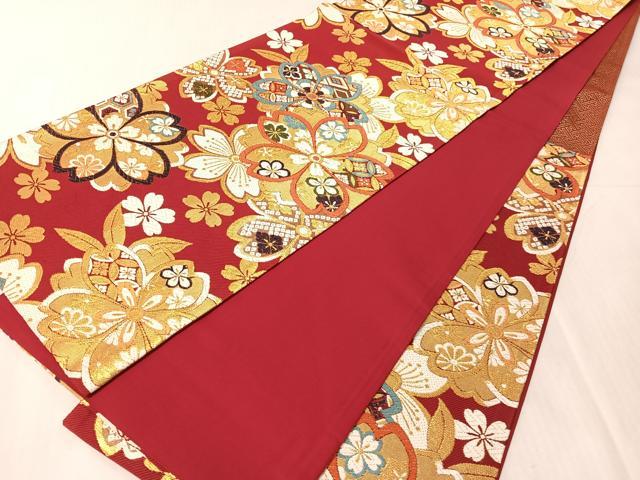 平和屋着物●六通柄袋帯 唐織 舞桜 金糸 正絹 逸品 CABJ0781vp