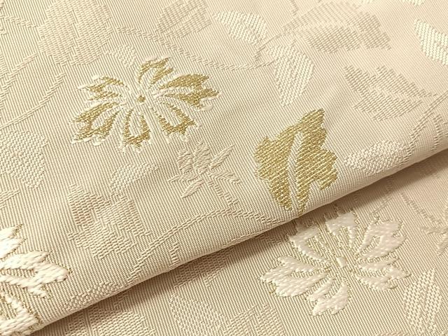 平和屋着物●八寸名古屋帯 綴れ 花唐草文 金糸 正絹 逸品 CABJ0789vp
