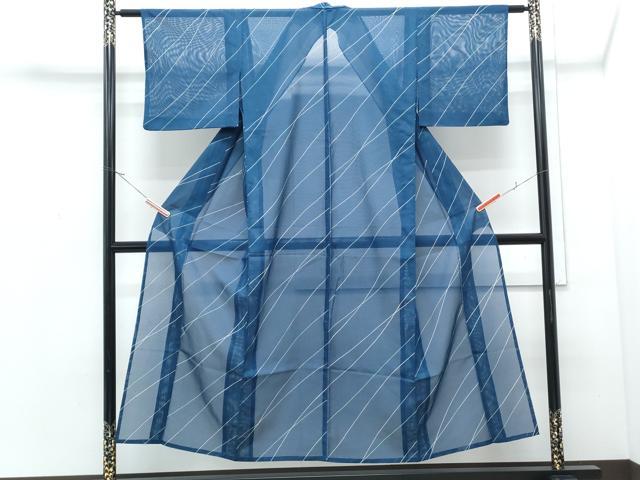 平和屋着物*夏物 小紋 絽 斜線文 洗える着物 CABJ0802th