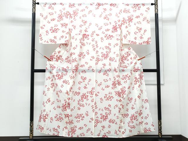 平和屋着物*夏物 小紋 絽 草葉文 洗える着物 CABJ0806th