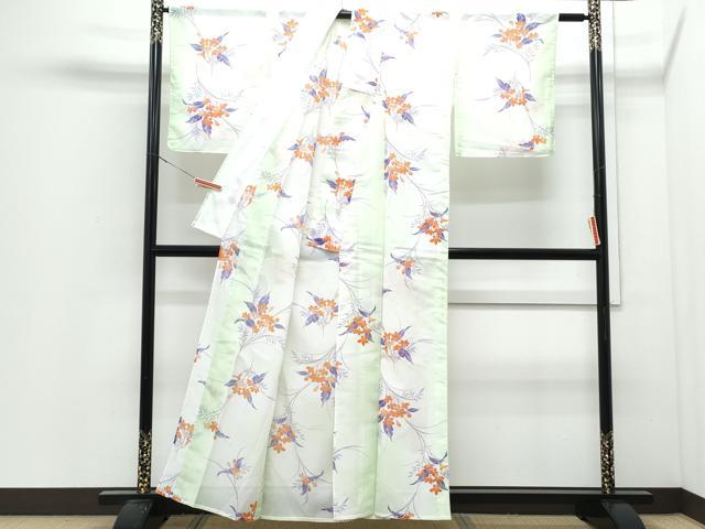 平和屋着物*夏物 小紋 絽 草花文 洗える着物 CABJ0810th