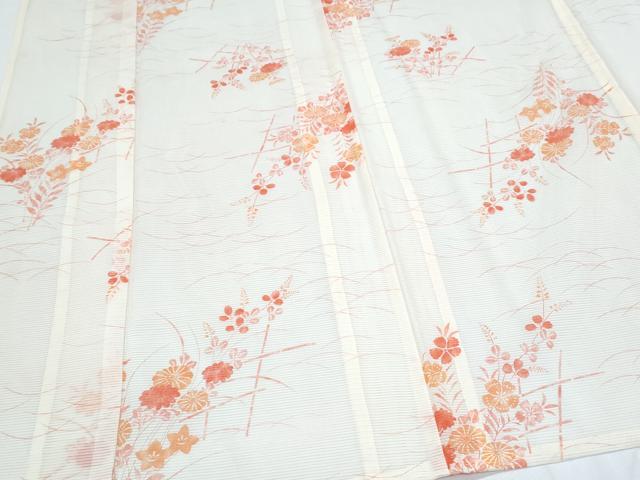 平和屋着物*夏物 小紋 絽 草花文 洗える着物 CABJ0815th