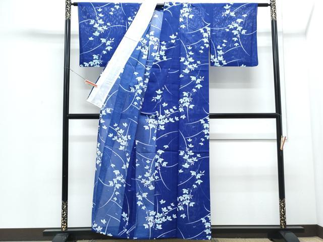 平和屋着物*夏物 小紋 絽 草花文 洗える着物 CABJ0817th