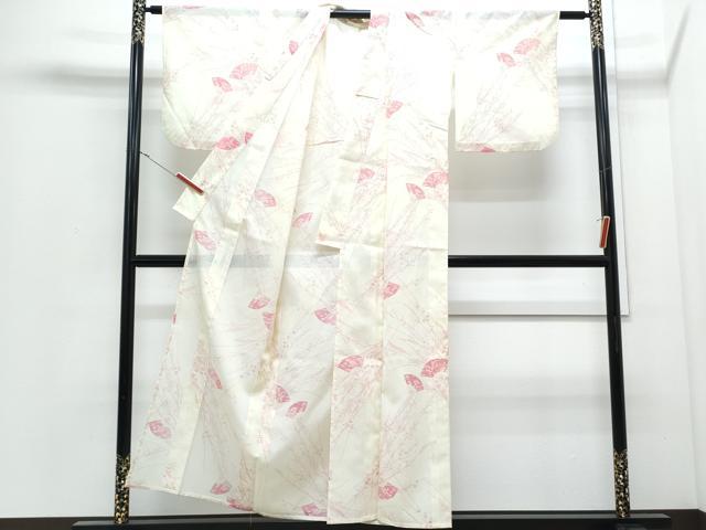 平和屋着物*夏物 小紋 絽 扇面花文 洗える着物 CABJ0818th
