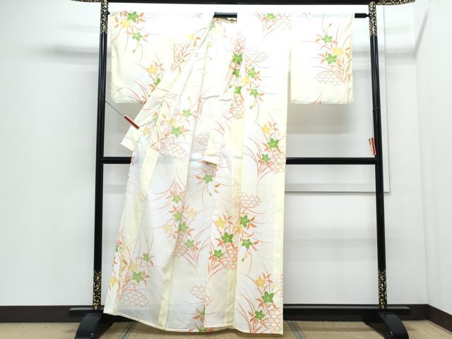 平和屋着物*夏物 小紋 絽 籬草花文 洗える着物 CABJ0822th