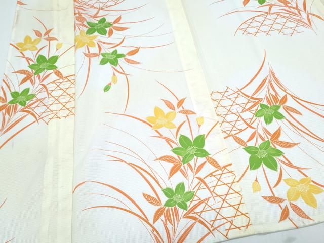 平和屋着物*夏物 小紋 絽 籬草花文 洗える着物 CABJ0822th