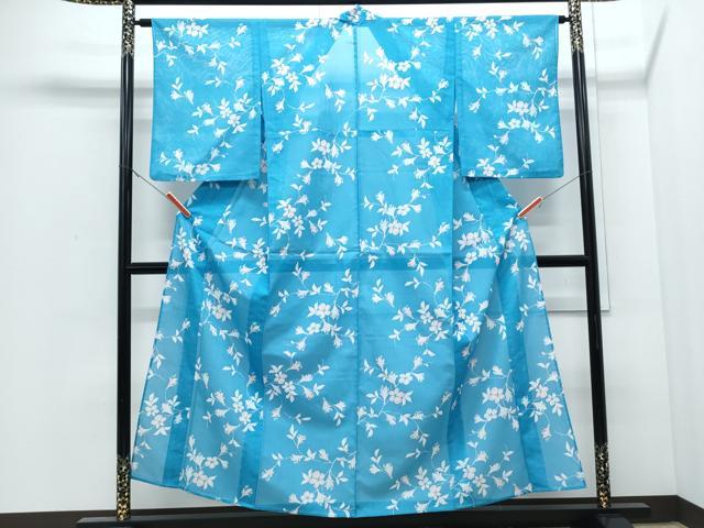 平和屋着物*夏物 小紋 絽 草花文 洗える着物 CABJ0823th