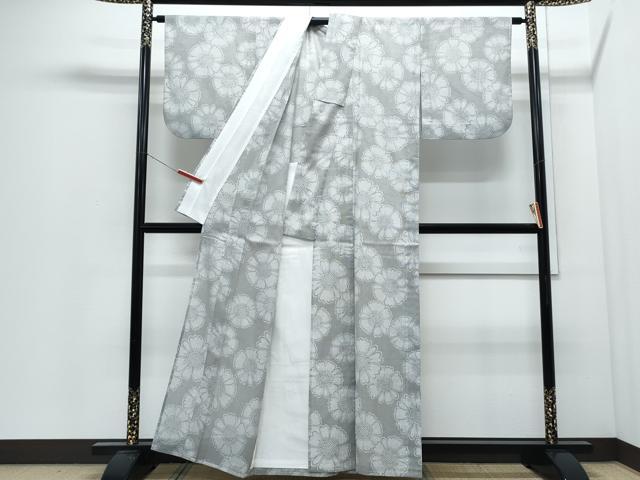 平和屋着物*夏物 小紋 紗 舞花文 洗える着物 CABJ0824th