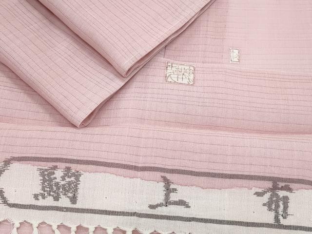 平和屋着物*加賀友禅の巨匠 初代 由水十久 夏物 色無地 駒上布 変わり絽 鴇色 証紙付き 正絹 逸品 CABJ0834th