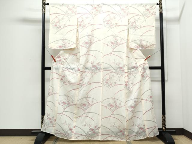 平和屋着物*夏物 小紋 絽 芝草花文 金彩 正絹 逸品 CABJ0836th